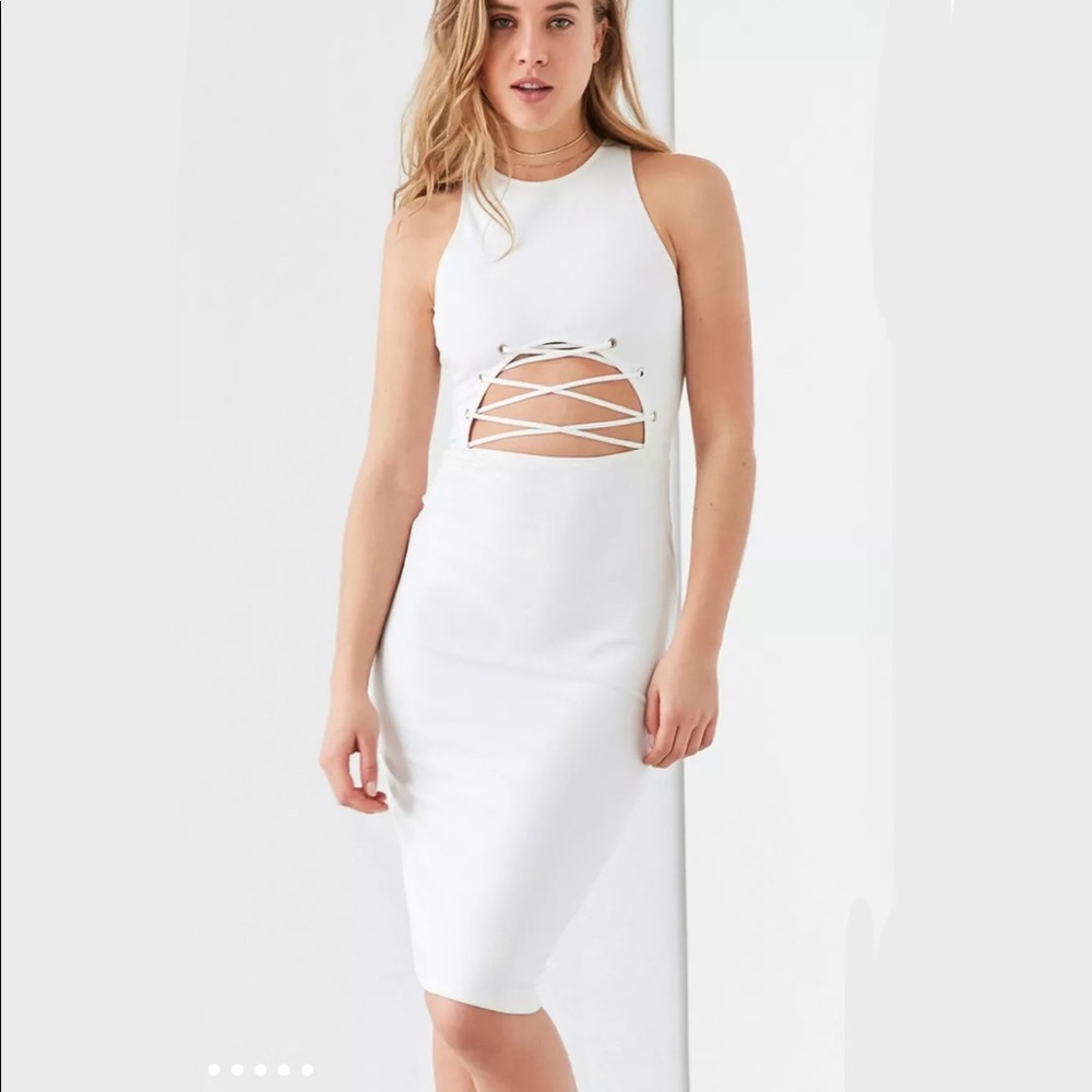Lace-Up Cutout Midi Dress